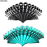 50Pcs Hot Acrylic Ear Gauge Taper and Plug Stretching Kit Body Piercing Jewelry