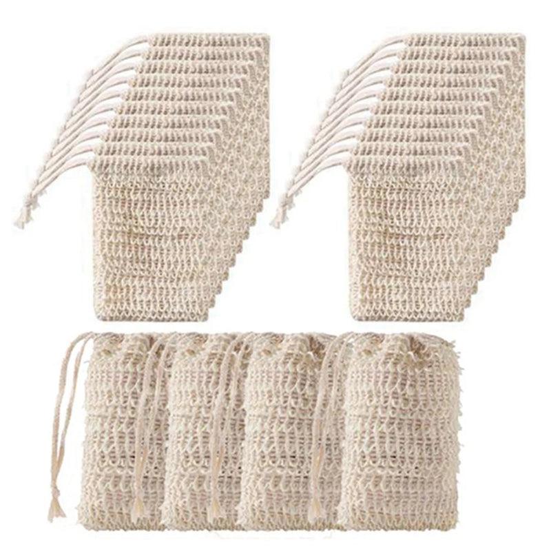 50Pcs Exfoliating Sisal Soap Bag Shower Bath Soap Saver Pouch Holder