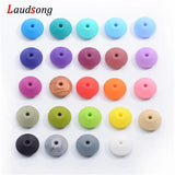 50Pcs 12mm Silicone Lentil Beads for Pacifier Chain Clips Baby Teething