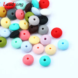 50Pcs 12mm Silicone Lentil Beads for Pacifier Chain Clips Baby Teething