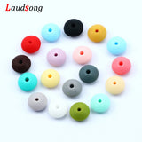 50Pcs 12mm Silicone Lentil Beads for Pacifier Chain Clips Baby Teething