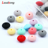 50Pcs 12mm Silicone Lentil Beads for Pacifier Chain Clips Baby Teething