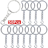 50Pcs Silver Plated Keyring Split Ring Keyfob for DIY Key Chains