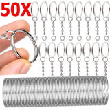 50Pcs Silver Plated Keyring Split Ring Keyfob for DIY Key Chains