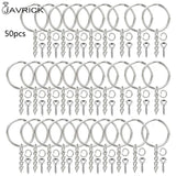 50Pcs Silver Screw Eye Pin Key Chains With Open Jump Ring Chain Extender