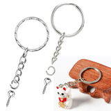 50Pcs Silver Eye Pins Jump Ring Extender Split Keyring Set