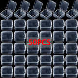 50Pcs Small Square Transparent Plastic Jewelry Storage Box Case