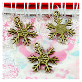 50Pcs Snowflake Pendant Charms for DIY Jewelry Making Antique Bronze 24.5*19MM