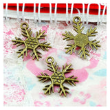 50Pcs Snowflake Pendant Charms for DIY Jewelry Making Antique Bronze 24.5*19MM