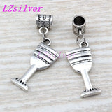 50Pcs Tibetan Silver Goblet Wine Glass Charm Pendant 12x40mm