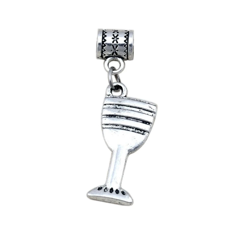50Pcs Tibetan Silver Goblet Wine Glass Charm Pendant 12x40mm