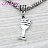 50Pcs Tibetan Silver Goblet Wine Glass Charm Pendant 12x40mm