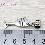 50Pcs Tibetan Silver Goblet Wine Glass Charm Pendant 12x40mm