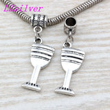 50Pcs Tibetan Silver Goblet Wine Glass Charm Pendant 12x40mm