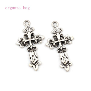 50 Pcs Tibetan Silver 3D Flower Infinity Knot Cross Charms Pendant DIY Jewelry