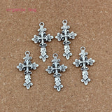 50 Pcs Tibetan Silver 3D Flower Infinity Knot Cross Charms Pendant DIY Jewelry