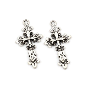 50 Pcs Tibetan Silver 3D Flower Infinity Knot Cross Charms Pendant DIY Jewelry