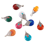 50Pcs Tibetan Style Resin Pendants with Alloy & Enamel Charms