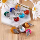 50Pcs Tibetan Style Resin Pendants with Alloy & Enamel Charms