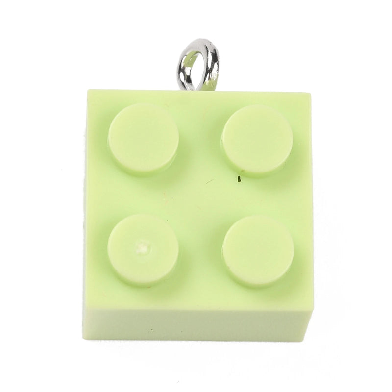 50Pcs Multicolor Resin Building Block Pendants for DIY Jewelry Making
