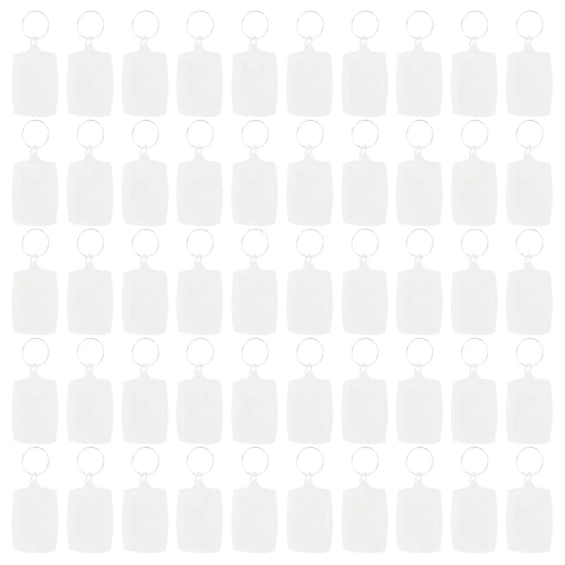 50Pcs Transparent Blank Insert Photo Picture Frame Key Ring Split Keychain