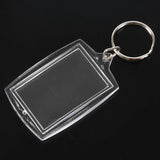 50Pcs Transparent Blank Insert Photo Picture Frame Key Ring Split Keychain