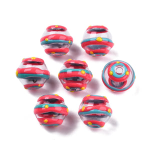 50Pcs Glass Enamel Beads Colorful Round Spot Necklace Earring Jewelry