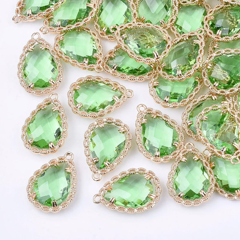 50Pcs Glass Teardrop Earring Charms for Jewelry Making