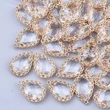50Pcs Glass Teardrop Earring Charms for Jewelry Making