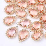 50Pcs Glass Teardrop Earring Charms for Jewelry Making