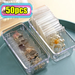 50Pcs Transparent PVC Jewelry Organizer Box Package Bags Self Sealing Pouch