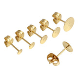 50Pcs Rose Steel Earring Blank Post Pins for DIY Jewelry