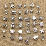 50Pcs Vintage Big Hole Beads Antique Metal Mixed DIY Charm Bracelets