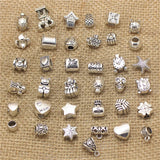 50Pcs Vintage Big Hole Beads Antique Metal Mixed DIY Charm Bracelets