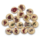 50Pcs Christmas Wood Sewing Buttons Cats Owls Stripes Scrapbooking Crafts DIY