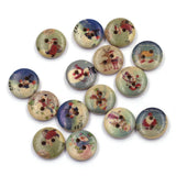 50Pcs Christmas Wood Sewing Buttons Cats Owls Stripes Scrapbooking Crafts DIY