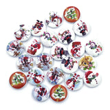 50Pcs Christmas Wood Sewing Buttons Cats Owls Stripes Scrapbooking Crafts DIY