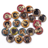 50Pcs Christmas Wood Sewing Buttons Cats Owls Stripes Scrapbooking Crafts DIY