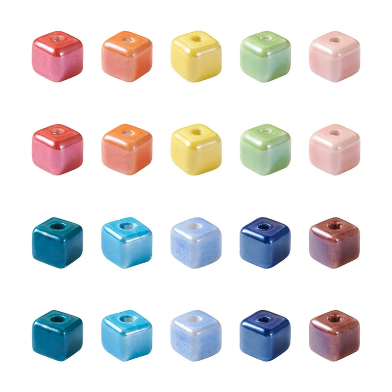 50Pcs/box 10 Style Porcelain Bead Spacer Beads Colorful For Jewelry Making