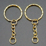 50Pcs Plated Key Ring with 4link chain 55mm, Metal keychains