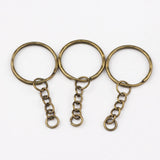 50Pcs Plated Key Ring with 4link chain 55mm, Metal keychains