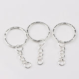 50Pcs Plated Key Ring with 4link chain 55mm, Metal keychains