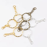 50Pcs Plated Key Ring with 4link chain 55mm, Metal keychains