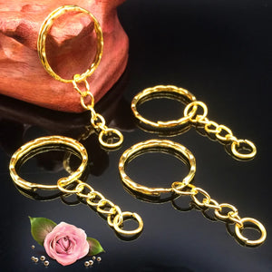 50Pcs Plated Key Ring with 4link chain 55mm, Metal keychains