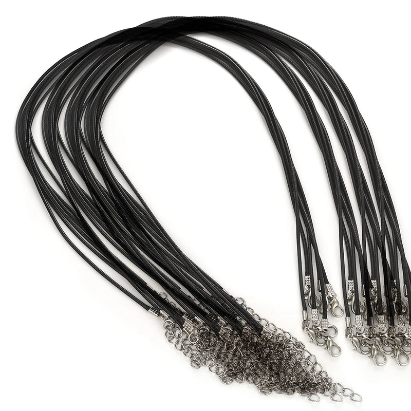 50Pcs Leather Necklace Cord 1.5/2mm Lobster Clasp DIY Jewelry Finding