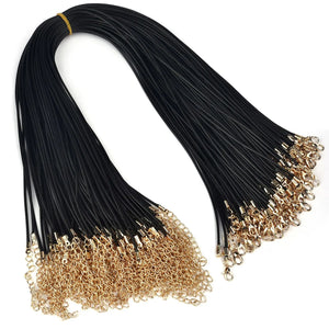 50Pcs/lot Leather String Cord 1.5/2mm Wax Rope Necklaces