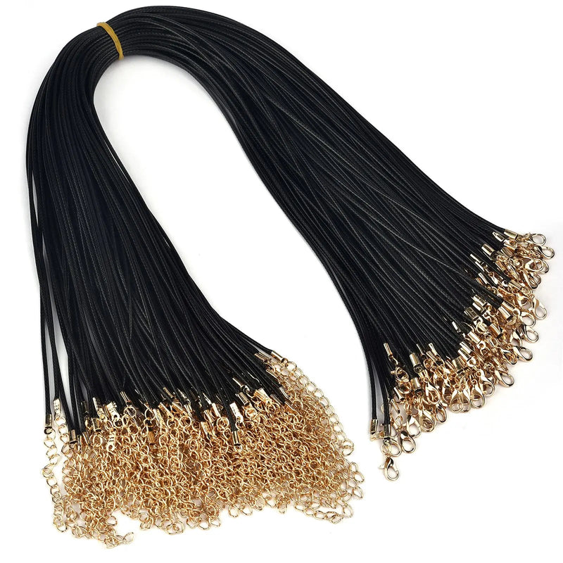 50Pcs/lot Leather String Cord 1.5/2mm Wax Rope Necklaces