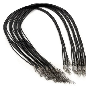 50Pcs/1.5mm Leather Cord Necklace Lobster Clasp Wax Rope Chain DIY Jewelry