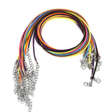 50Pcs/1.5mm Leather Cord Necklace Lobster Clasp Wax Rope Chain DIY Jewelry