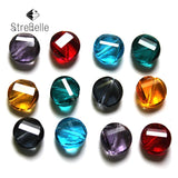 50Pcs 10mm Faceted Crystal Glass Beads Flat Round Loose Beads for DIY Jewelry
